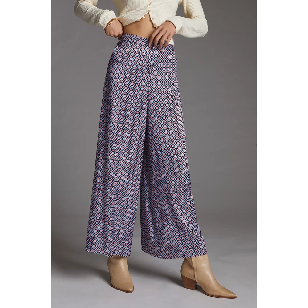 Maeve by Anthropologie Wide Leg Pant Geometric Pattern 90's Retro Women's Size 4